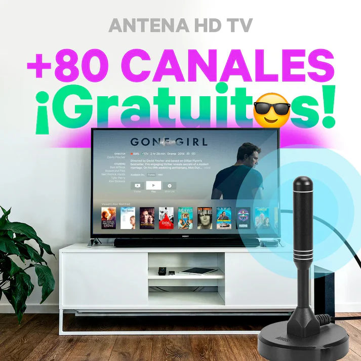 ANTENA DE TELEVISIÓN +80 CANALES GRATUITOS